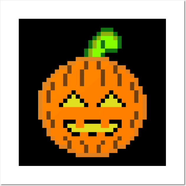 Pixel Halloween Pumpkin Wall Art by RD Doodles